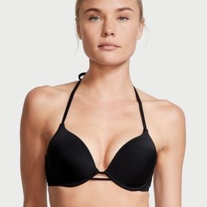 👙 NWT Victoria's Secret Bombshell Add-2-Cups Push-Up Swim Bikini Top Black